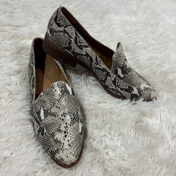 MADEWELL The Frances Loafer Stamped Snake Leather Slip On Shoe Black Cream 9.5 - Picture 3 of 13
